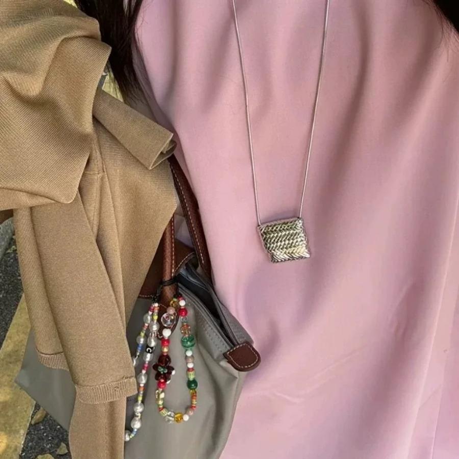 Statement Heavy Metallic Long Necklace For Women Personality Chains Luxury Bag Design Pendant Runway Jewelry