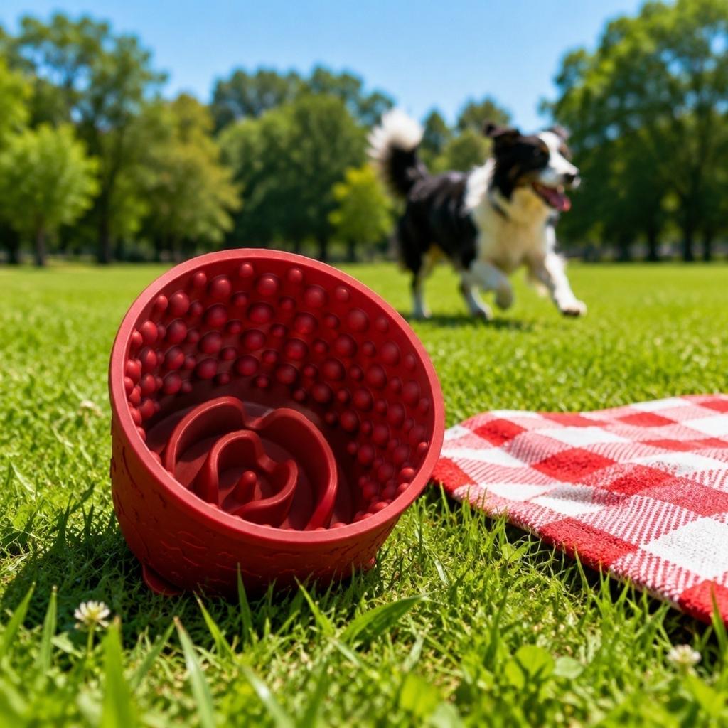 Large Slow Feed Dog Bowl - Silicone - Pet Bowl for Slow Eating