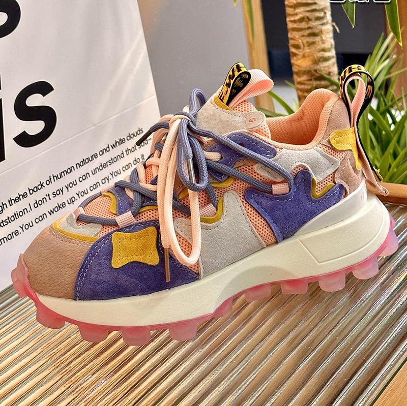 Dámské boty Dad's Shoes 2025 Nové Jaro Podzim Všestranné Silná Podrážka Boty do Lesa Běžecké Sportovní Ležérní Boty