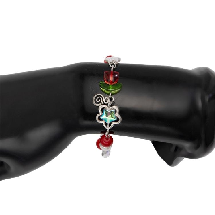 Handmade Tassels Bracelet with Delicate Flower Pendant Elegant Beaded Handchain Adjustable Length Wristband Accessory