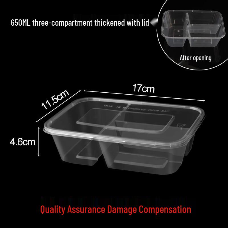 Disposable 3-Compartment Lunch Boxes with Lids