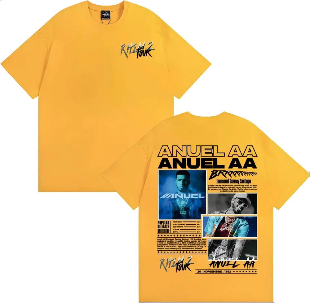 Rapparen Anuel AA Rhlm 2 Album 2025 Turné T-shirts Män Kvinnor Mode Hip Hop High Street Bomulls-sweatshirt Streetwear Plus Size