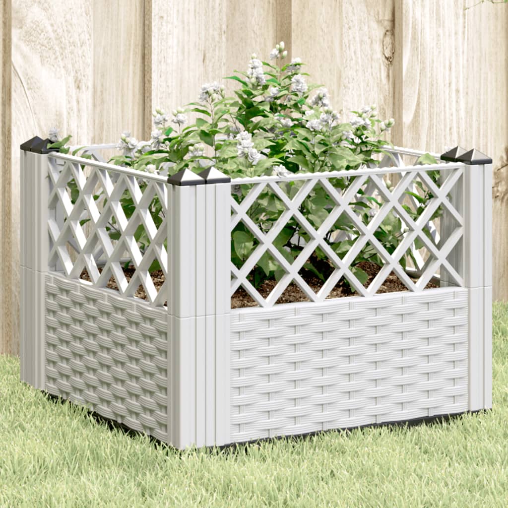 Plant Box with Ground Spikes White 43.5 X 43.5 X 43.5 Cm PP
