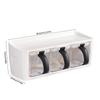 2pcs 3 Grids Seasoning Container Set With Lid And Spoon Condiment Storage Jars  For Kitchen