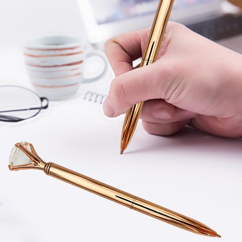 Stilvoller Metall-Kugelschreiber mit großem Diamanten, Schreiben mit weichem Strich, Exquisiter Diamant-Kugelschreiber, Nachfüllbar für Büro, Damen, Herren