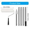 Telescopic Stainless Steel Paint Roller Set Wall Painting Tool with 3 Brush Heads for Furniture Wall Projects Enduring
