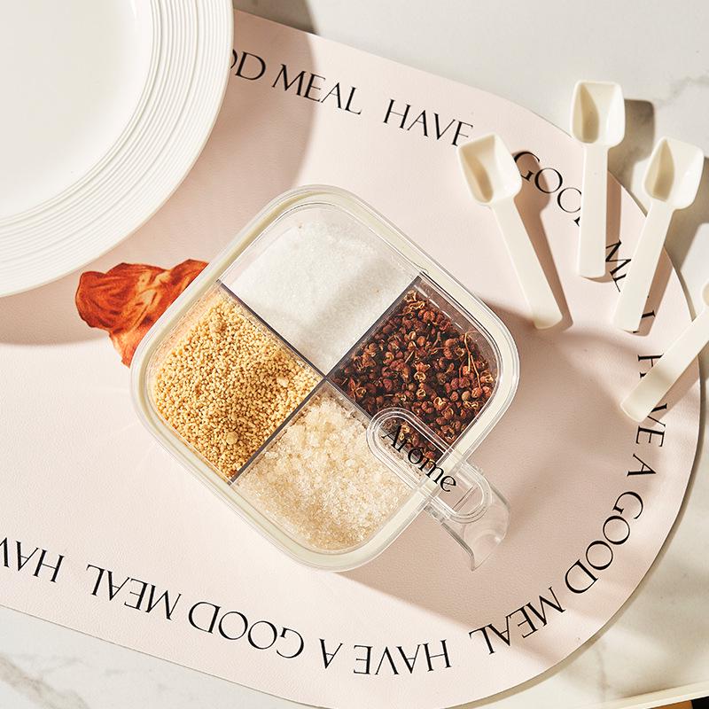 Zásobník na koření odolný proti vlhkosti s lžičkou pro sůl, glutamát sodný a koření