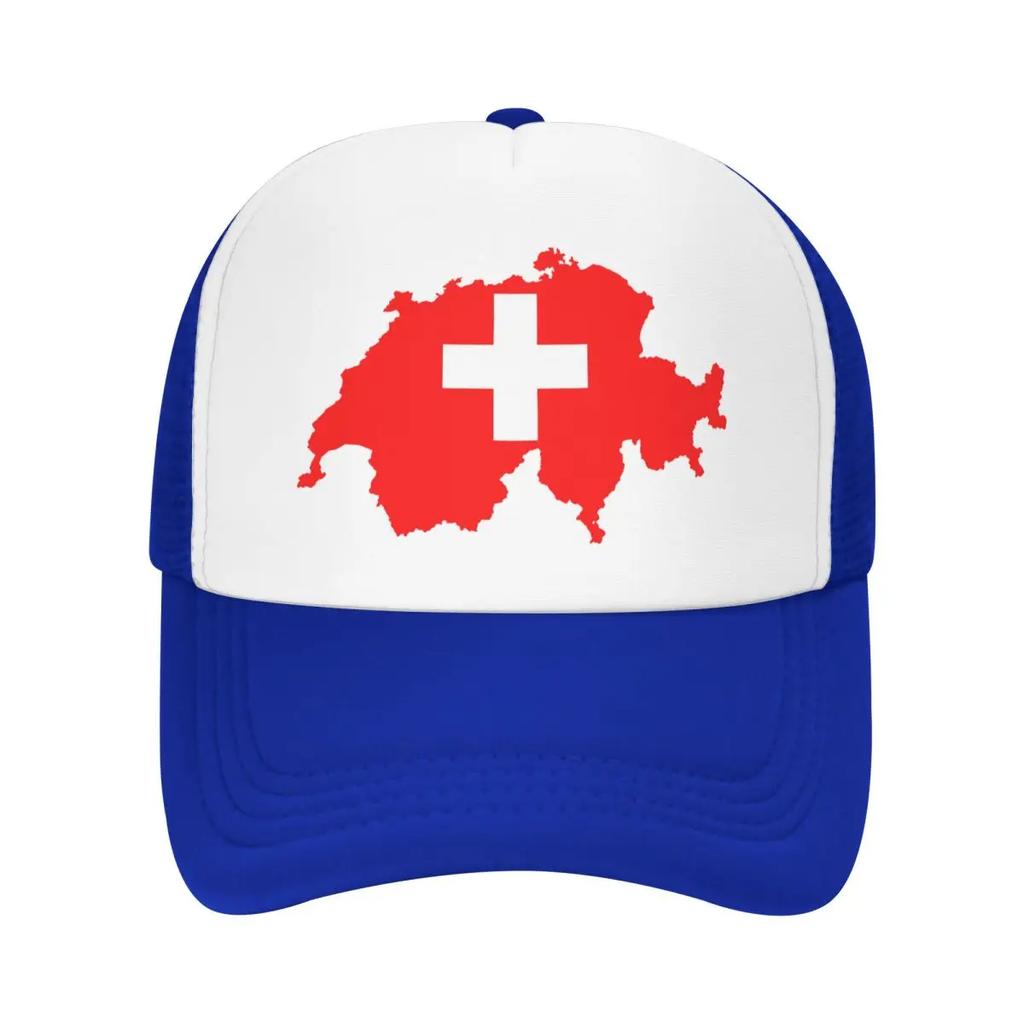 Mode Schweizkarta Schweiz Flagga Truckerhatt Unisex Kvinnor Personlig Justerbar Unisex Keps Sommarhattar