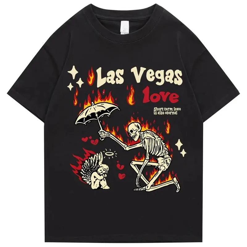Tshirt Unisex s Street Clothing Hiphop Skull Cartoon Pattern Tshirt Neutral Cotton Unisex Women Tshirt Top 2026 New Summer