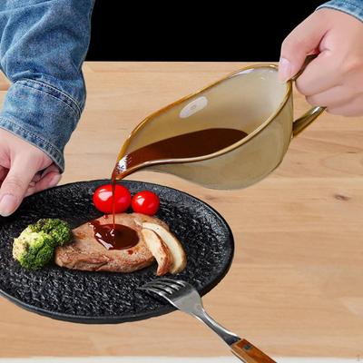 Ceramic Gravy Boat Dispenser Reusable Serveware Sauce Bowl Salad Dressing for Anniversary Syrup