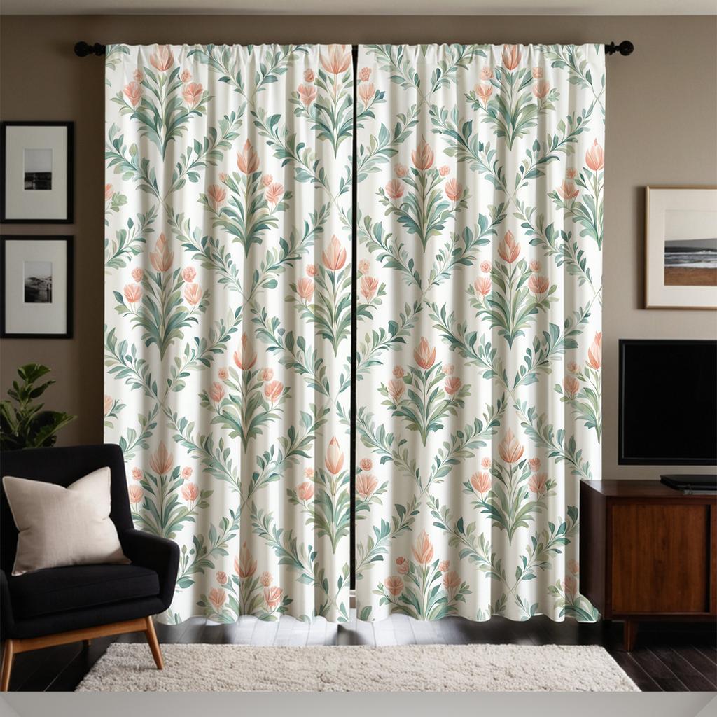Gorgeous Floral Print Curtains Polyester Fabric Suitable Bedroom Living Room Decoration Made Of Machine Washable Great Window Treatment