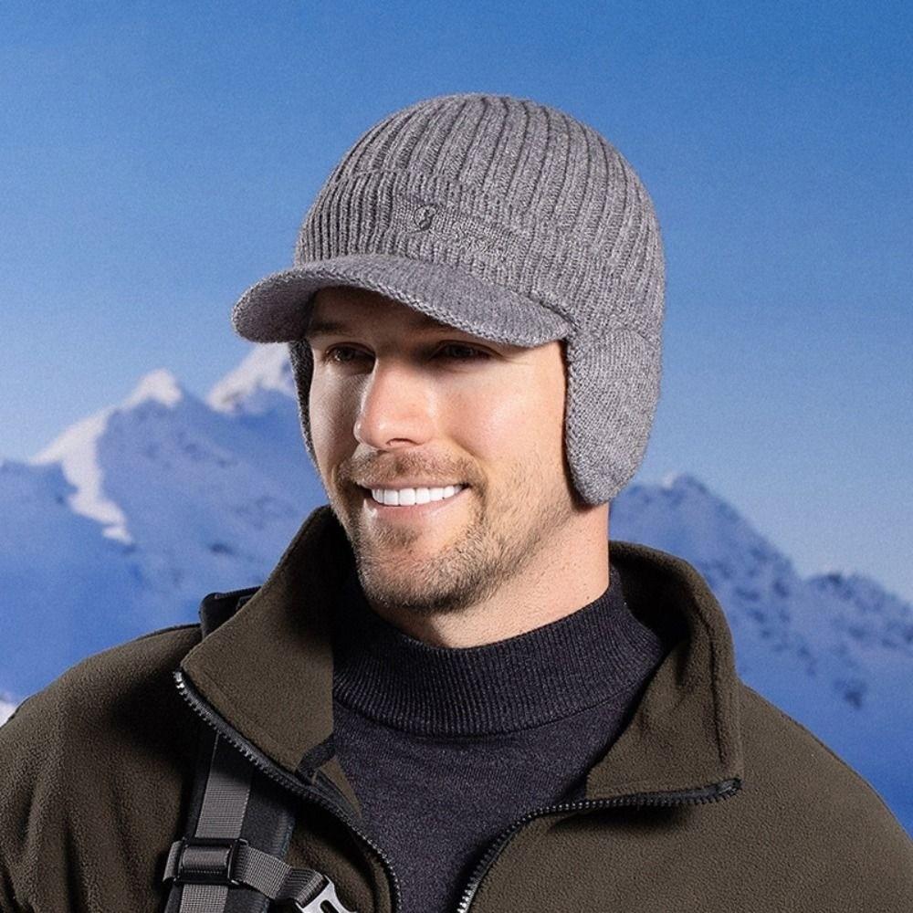 Windproof Knitted Earmuffs Cycling Cap Wool Beanie Hat Fashion Knitted Hat  Winter