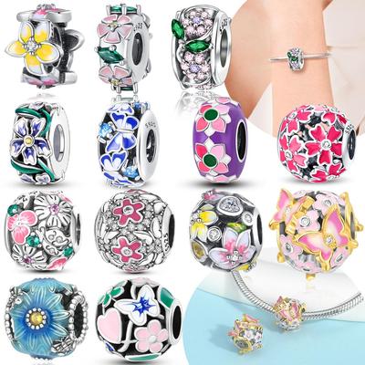 Flores Rosas Mariposas Doradas Planta Bolsa de Cobre Original Amuletos Cuentas Encajan Pulsera Accesorio para Mujer Regalo Fino Joyería Diy