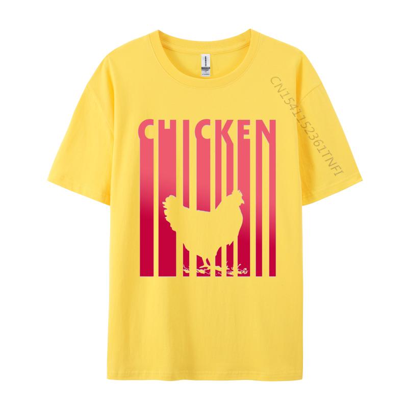 Vintage Sunset Chicken Tee Shirts Adult Premium Cotton Oversized Tops Retro Tshirts Designer Clothes Unisex