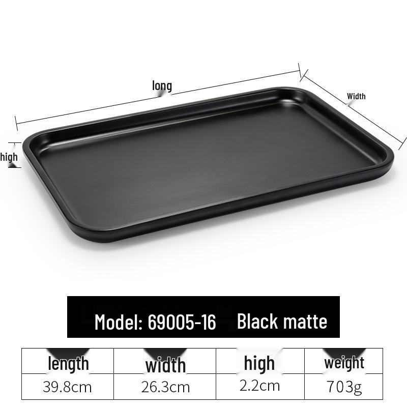 Black Melamine Japanese Sushi Tray - Long Shallow Plate for BBQ & Food Arrangement