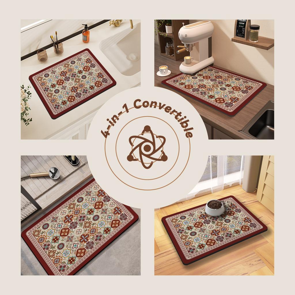 Coffee Machine Mat Waterproof Kitchen Dish Drying Mats Placemat Quick Dry Drain Pad Tableware Non-slip Draining Kitchen Rug