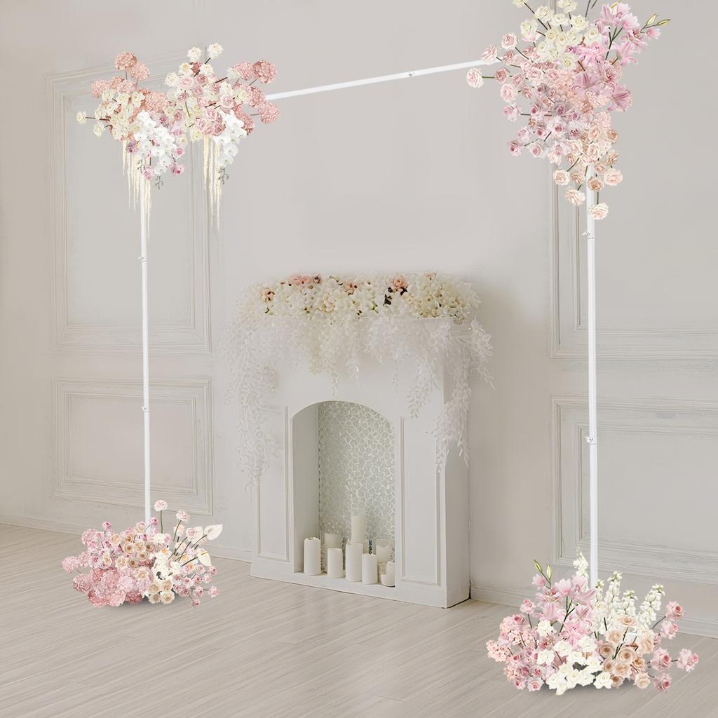 2.4×2.4m White Iron Wedding Backdrop Stand,Sturdy Metal Wedding Arch Stand for Ceremony Reception Party Event Backdrop Decor