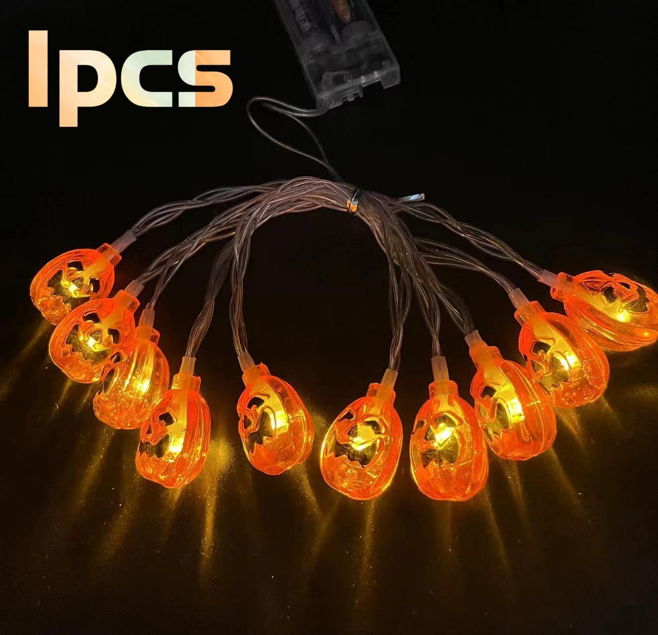 

LED Halloween Pumpkin String Lights, Battery Powered, Suitable For Outdoor Family Gatherings Ghost Parties Halloween Decorations