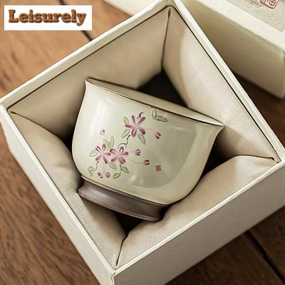 110 ml Imitation Song Ru Kiln Keramik-Teetasse mit Pfirsichzweig, Ruyi-Tasse, einzelne Teeschale für den Haushalt, persönlicher Becher, Chazhan, chinesisches Teeservice
