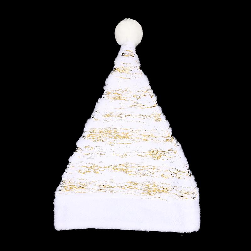 New Christmas Hat Hot Stamping Star Snowflake Plush Hat   Christmas White Faux Rabbit Fur Plush Party Decoration Accessories