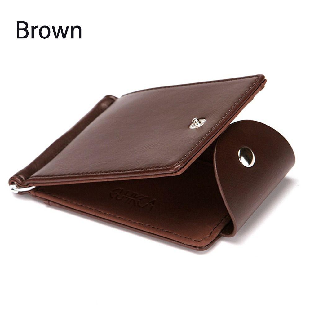 PU Leather Slim Wallets Vintage Men Wallet Business Short Leather Purses Bifold Money Clip Simple ID Card Holder
