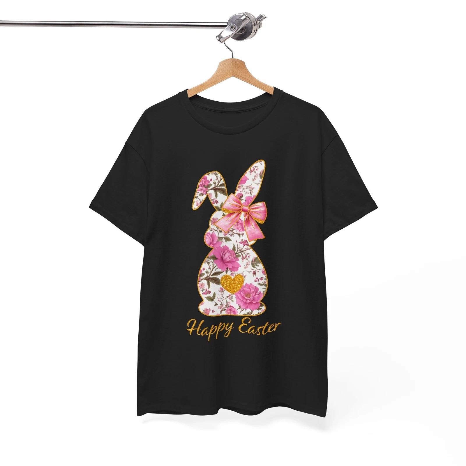 Happy Easter Floral T-Shirt - Soft & Cute Flower Tee for Aesthetic Outfits M