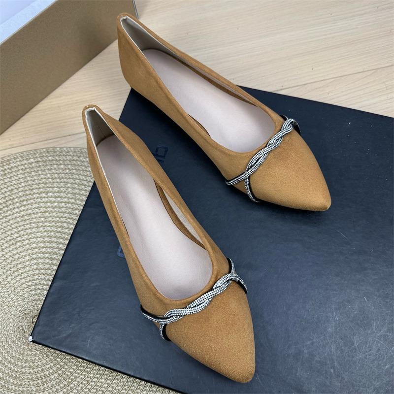 Fashion Flat Shoes for Women Spring  Autumn 2025 New Pointed Soft Soled Professional Work Shoes Black Plus Size Women's Shoes 42 43 44