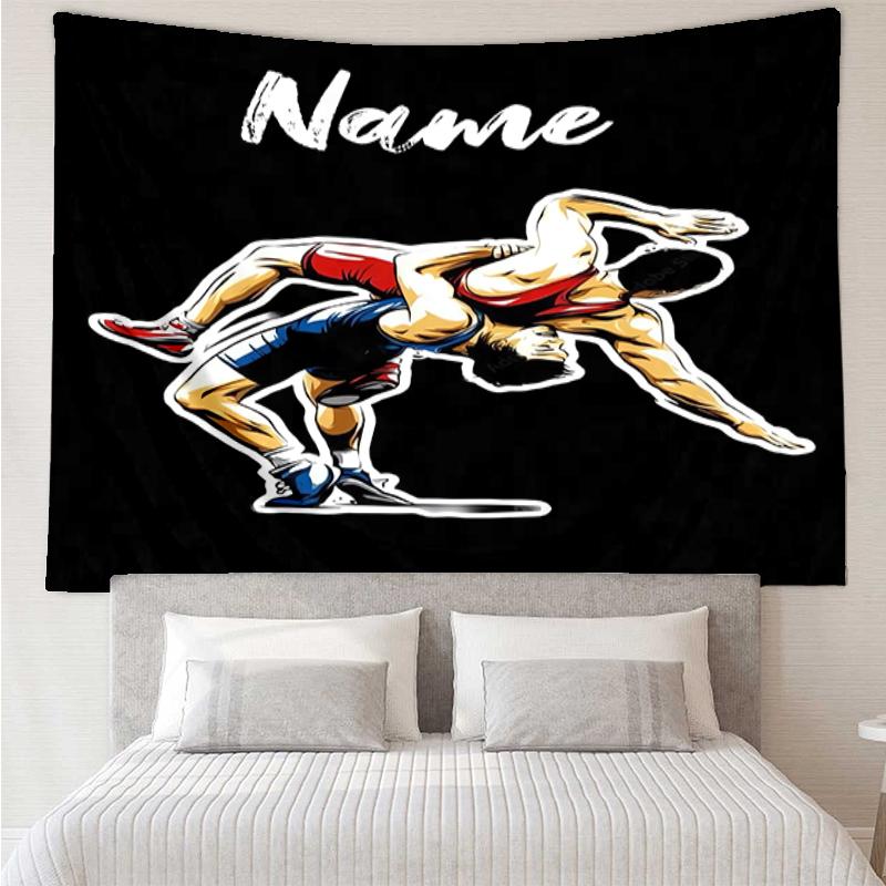 Custom Name wrestling Print Tapestry, Backdrop, Easy Setup, Ideal for Bedroom, Office & Living Room, with Aesthetic Wall Hanging Decor.