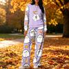Women's Halloween Print Hoodie and Jogger Pants Set, Round Neck Loose Fit Casual Sweatsuit