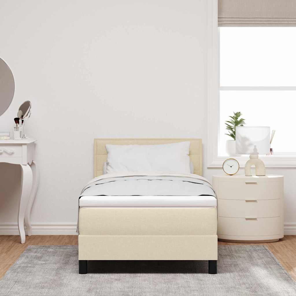 Box Spring Bed with Headboard Cream 80 x 200 cm Fabric