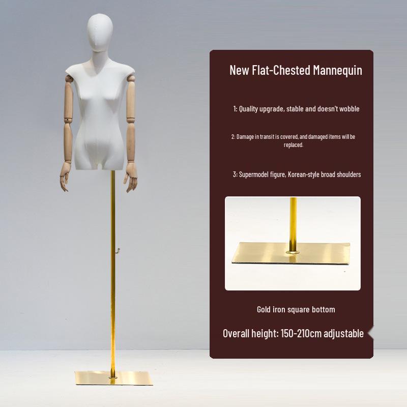 Korean Style Flat Body Female Mannequin with Wide Shoulders for Women's Clothing Display