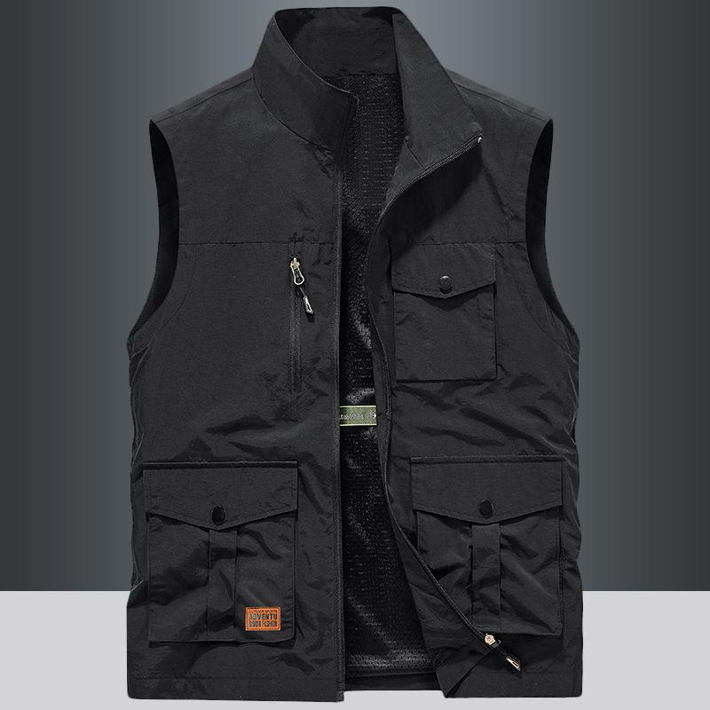 Tooling Vest Men'S Spring And Summer Multi-Pocket Outdoor Vest Stand-Up Collar Vest Fishing Photography Mountaineering Vest Logo