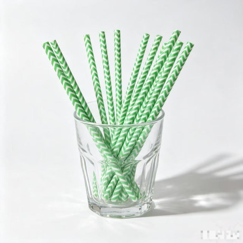 Individually Wrapped Biodegradable Striped Paper Straws