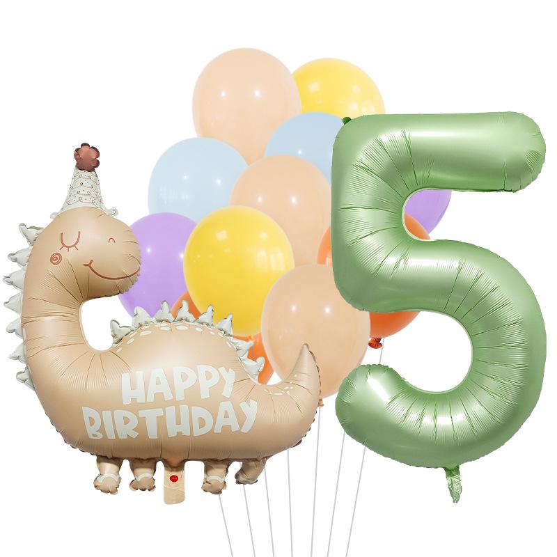 40 Inch Olive Green Digital Retro Matte Small Dinosaur Aluminum Film Balloon Package Birthday Party Atmosphere Decoration