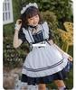 YUEEI Maid Outfit for Halloween Short Cute Lolita Set Kids, Cosplay, Girls' Dress, Sleeves, Style, Party, Event, Costume, Bow, 5-Piece (130)