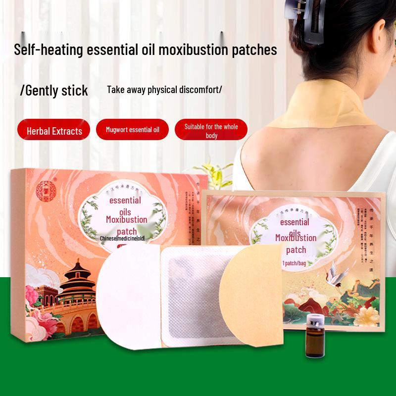 Aihao Essential Oil Heating Patches: Warm Neck, Waist & Knee Acupoint Moxibustion Patches with Mugwort.