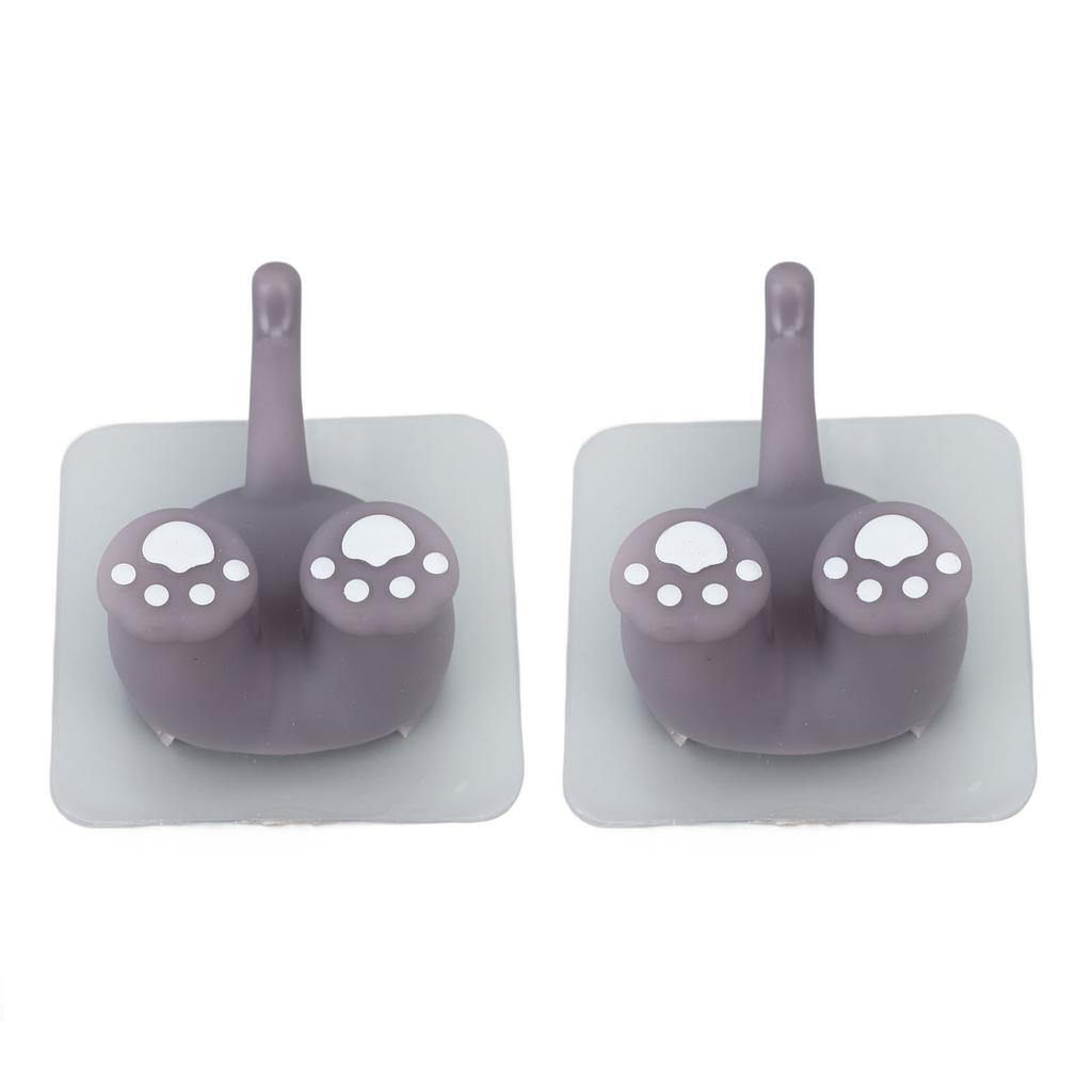 2Pcs Kids Toothbrush Holder Cute Cartoon Shaped Wall Mounted Toothbrush Stand for Bathroom Kitten Tail Shape