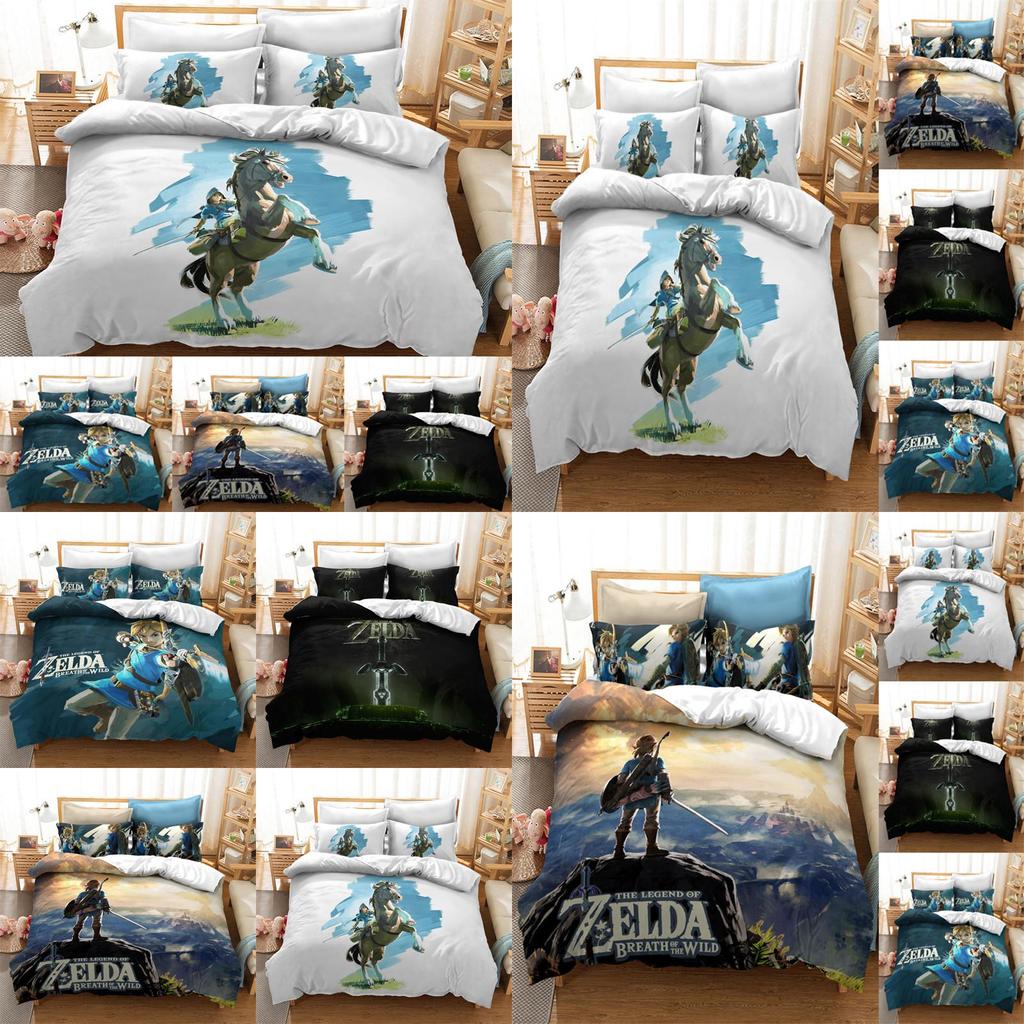 The Legend Of Zelda Colorful Cartoon Bedding Set Queen King Size Soft Material Patterned