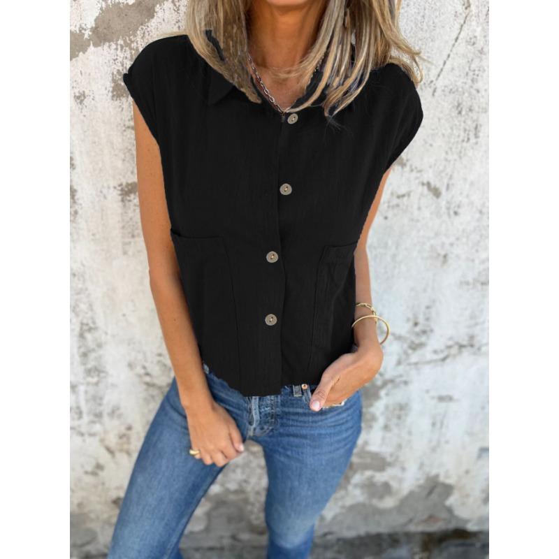 Letní trend Límec Dámské jednobarevné Módní Ležérní Košile Top Vesta Košile