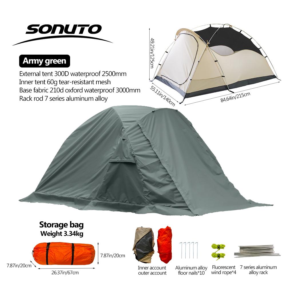 

Сверхлегкая 2-3-местная палатка для походов на открытом воздухе, снегостойкая, переносная, складная, алюминиевая, двухслойная, из ткани Оксфорд, для кемпинга армия зеленый