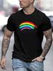 Men's Casual Short Sleeve T-Shirt with Humorous Rainbow Letter Print