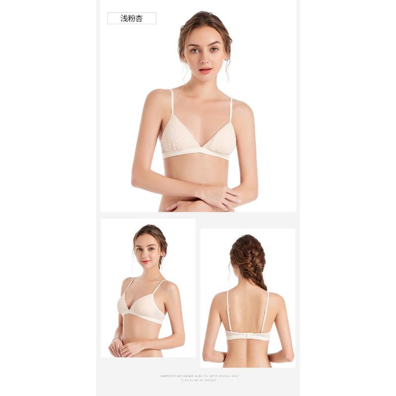 Color Matching Skin Friendly Waffle Triangle Cup Small Bra Push-up Bra No Underwire Sexy Back Buckle