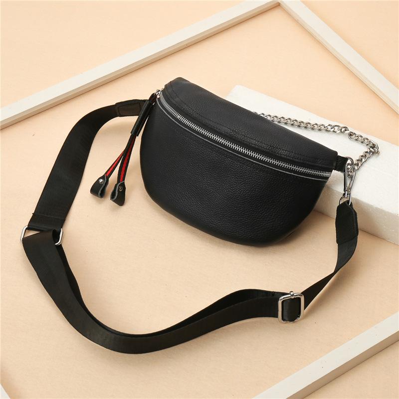 Leather Breast Bag Women's New Trendy First-layer Cowhide Messenger Bag Ins Fashion Casual Soft Shoulder Bag Fanny Pack