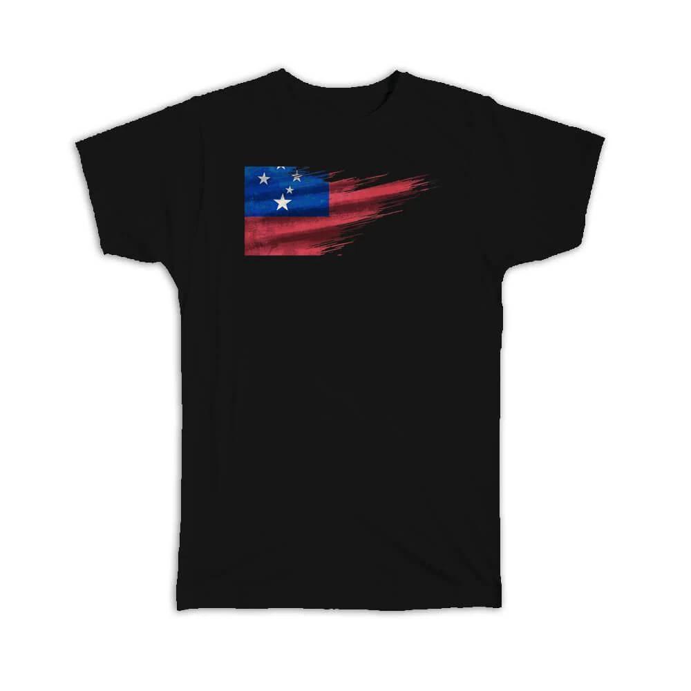 Gift T-Shirt : Samoa Flag Modern Country Expat S