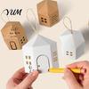 Foldable Decorative Ornaments 10PCS House Shaped Candy Boxes with Lanyard, DIY Cardboard Holiday Packaging Treat Containers, Small Item for