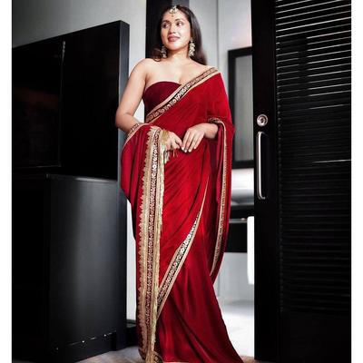 Saree de fête de marque cadeau pour femmes