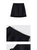 Women's Plus Size Grey Wool Ruffle Trim Half Skirt, Thick A-line Mini Skirt Pants for Spring/Autumn