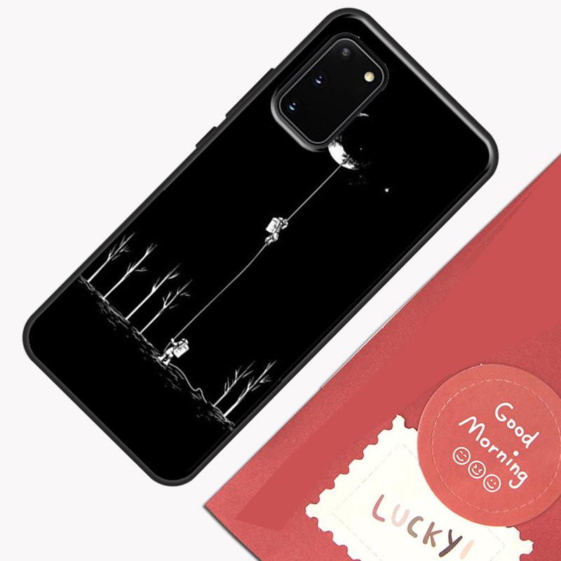 Black Moon Stars Space Astronaut Phone Case For Samsung Galaxy S23 S26 Ultra S20 S21 S22 S24 S25 Plus S10 S25 FE Cover Shell