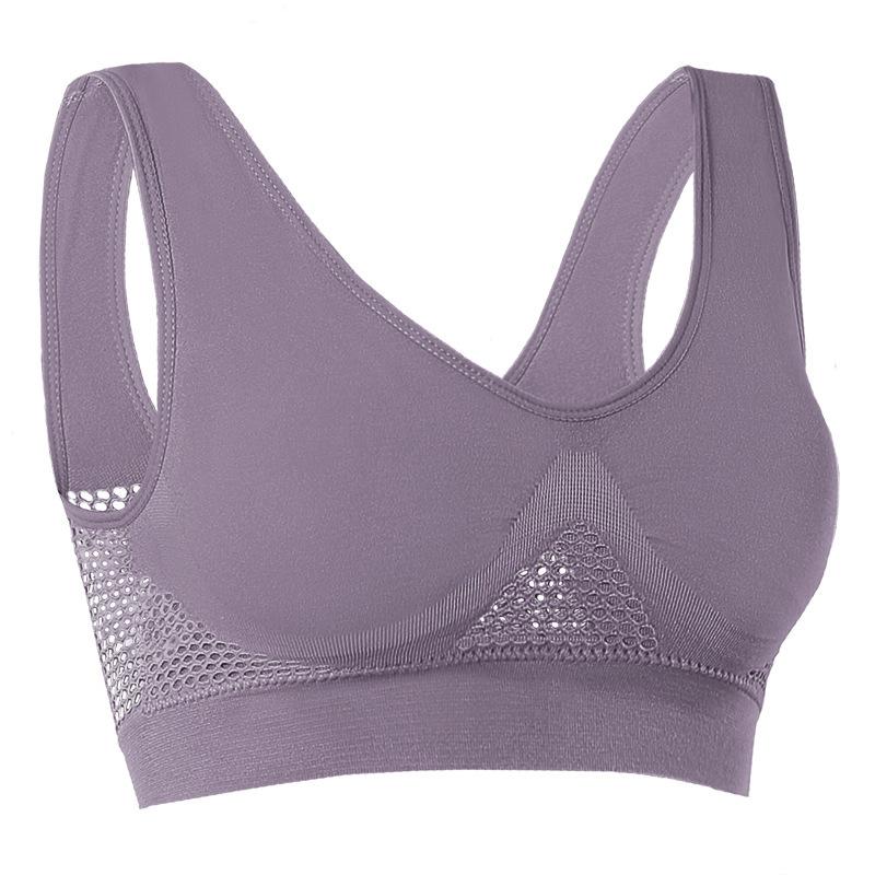 Bezszwowy biustonosz sportowy plus size dla kobiet Oddychająca siateczka Push-up z wyjmowanymi wkładkami Wygodny biustonosz w stylu kamizelki