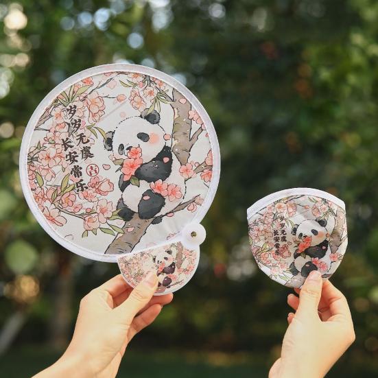 Cartoon Pattern Reflector Folding Fan Portable Lightweight Foldable Fan Fish Orange Panda Pattern Hand Fan